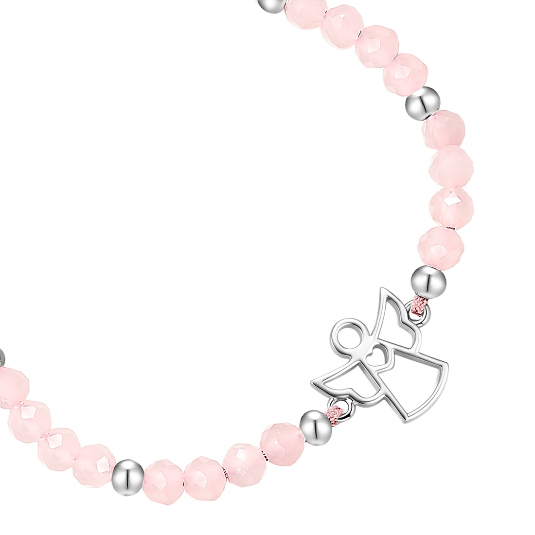 Armband Textil (rosa) Rosenquarz