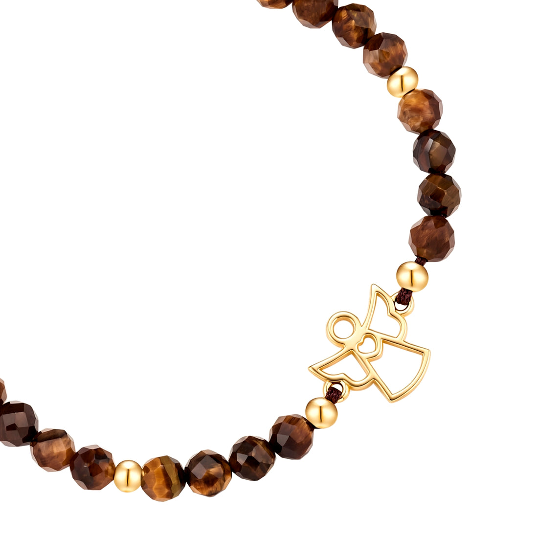 Armband gelbgold Textil (braun) Tigerauge braun